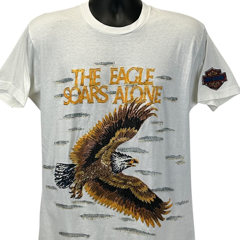 Vintage Harley Davidson Hand Painted T Shirt Motorcycles Biker White M Medium